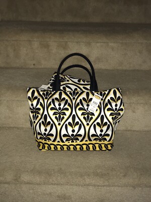 New with tags! Talbots yellow black tote w cig/coin/phone bag!!