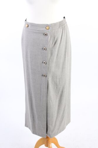 Creation Charmante Długa spódnica z podszewką Smart Button Down Vintage Szara - SK073 - Zdjęcie 1 z 4
