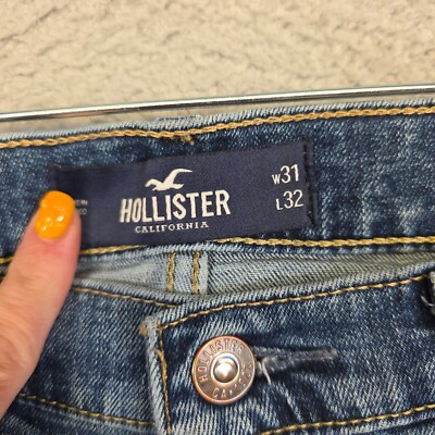 Hollister Jeans Mens 31x32 Blue Slim Straight Leg Medium Wash Epic