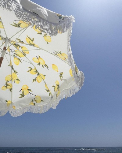 Vintage Lemons Bohemian Beach Umbrella - Lightweight, UV Protection, 5' x 6.5' - Picture 4 of 9