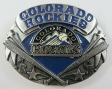 Vintage 1991 COLORADO ROCKIES Belt Buckle Pewter  Enamel 3-D Limited Edition