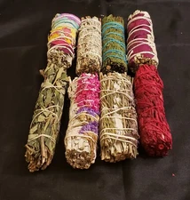 Sage Bundle Of 3- Prosperity Mugwort  Cedar Nag Champa Yerba Santa Dragons Blood