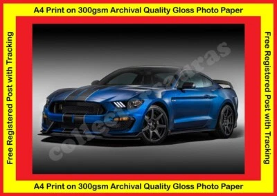 2018 Ford Mustang Shelby GT500 sports car - A4 size 300gsm PRINT + FREE POST - image 1 of 4