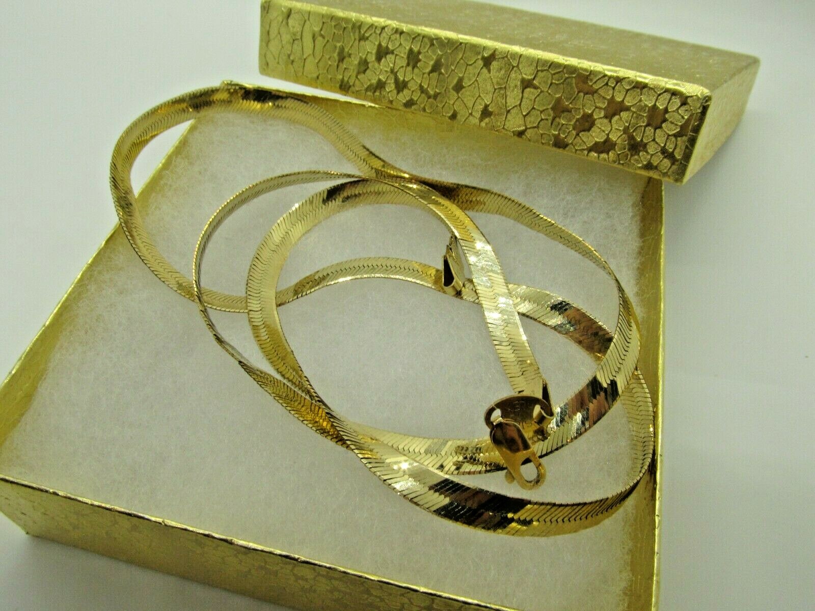 14K Solid Gold Extra Long Herringbone "SILK" Neck… - image 8