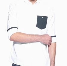 883 Police Astro Men's Slim Fit Denim Button White Shirt Size L