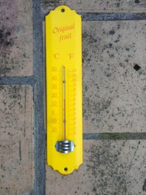 Thermomètre émaillé 30cm Jaune Coq – Fabrication Française Véritable émail 800°C