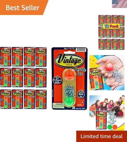 Family-Friendly Vintage Jacks Game Set - Includes 2 Bouncy Balls & Sticker