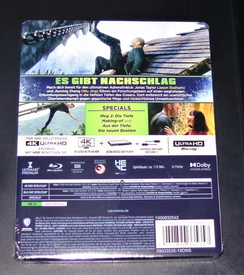 MEG 2 THE TRENCH / DIE TIEFE 4K BLU RAY + BLU RAY LIMITIERTE STEELBOOK NEU & OVP - Bild 2 von 4