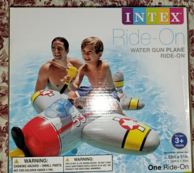 Intex Water Gun Plane Ride On Kids Swimming Pool Float Raft W/ Squirt Gun GRAY