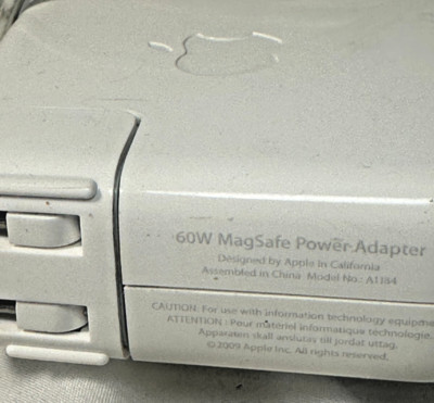 Genuine Apple 60W MagSafe1 A1184 MacBook Charger + Extension Cable - Tested