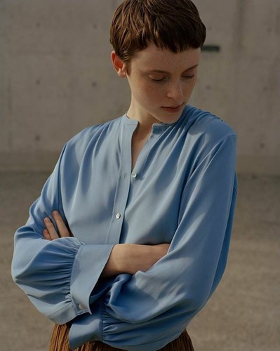 NWT Vince Shirred Back Silk Blouse Top 
