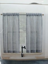 No. 918 Tier Pair Teagan Rod Pocket 54in W x 36in L  Indigo Light Filtering 