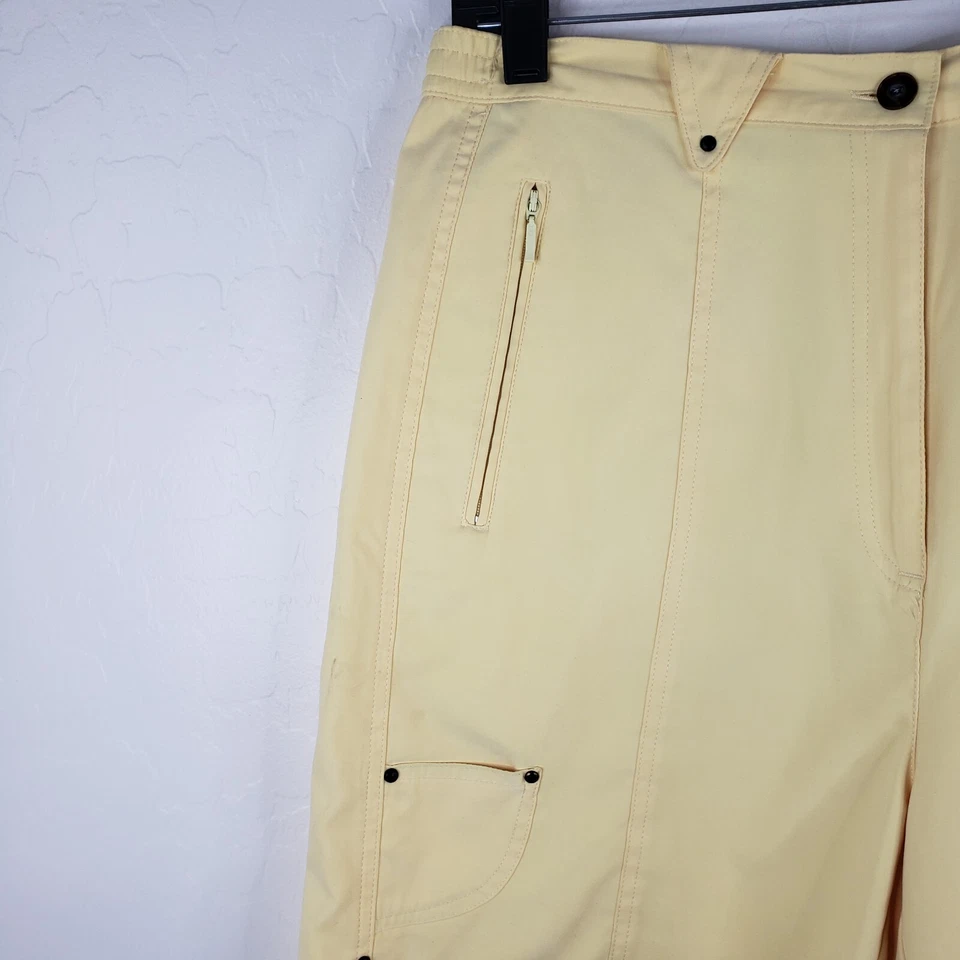 Jamie Sadock Bermuda Golf Tennis Shorts Size 14 Yellow Suede Feel Side Pockets - Image 4 of 4