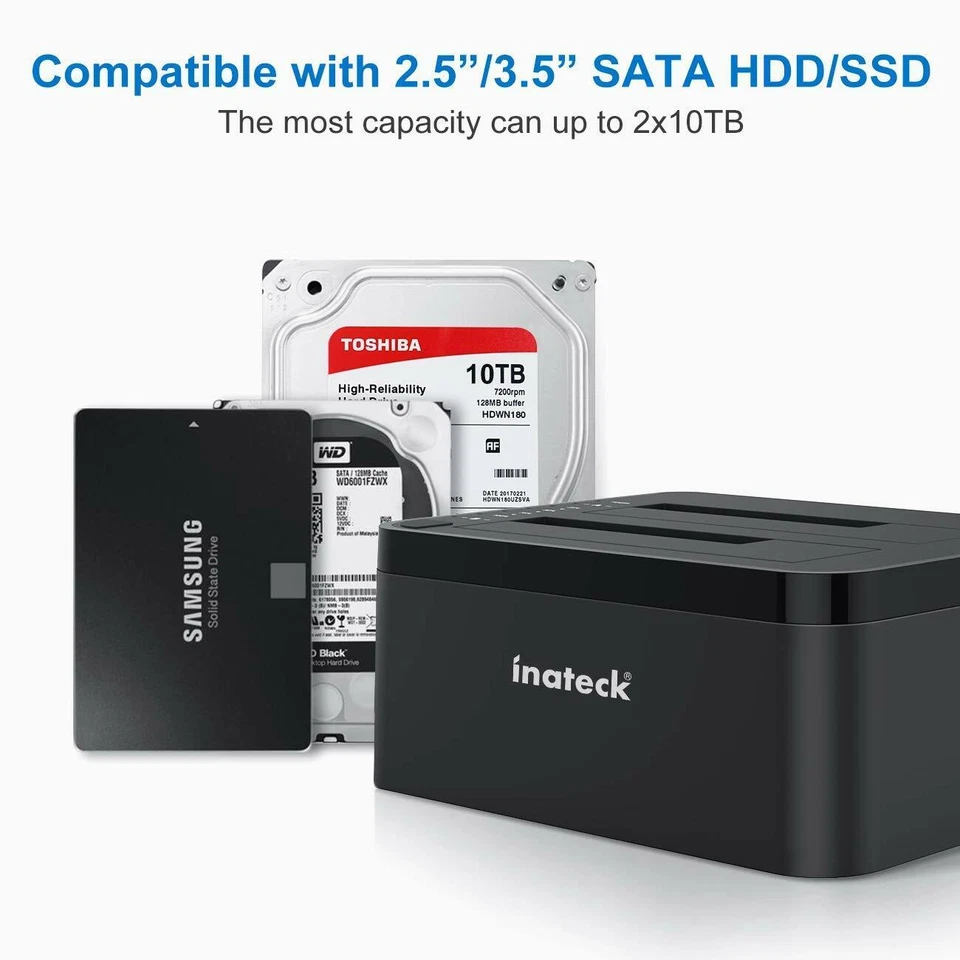 Inateck Dockingstation USB 3.0 Dual-Schacht Docking, Offline-Klonen unterstützt - Bild 2 von 4