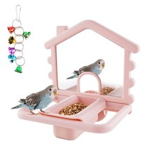 3 in 1 Bird Mirror with Perch Stand,Parrot Mirror for Cage,Bird Swing Toys fo...