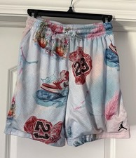 Air Jordan Essentials Printed Mesh Shorts Flamingo Summer Big Kids Youth Nike L