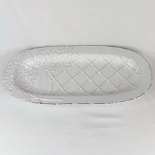 Mud Pie Hydrangea White Terracotta Stoneware Textured Serving Tray Platter New