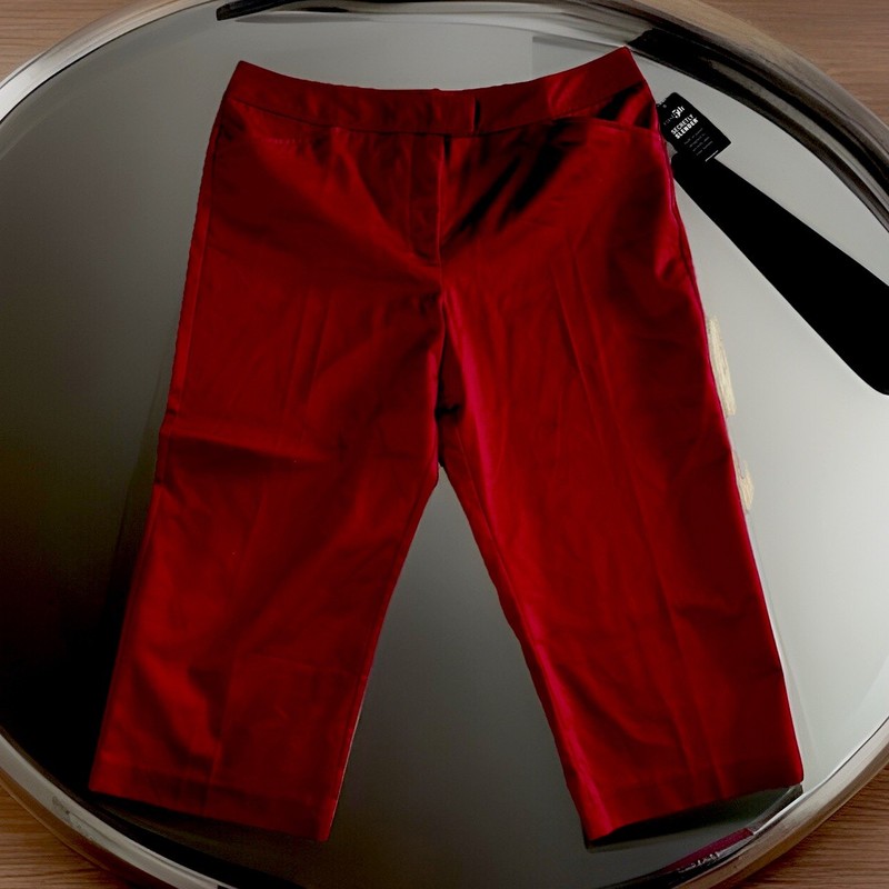 Woman’s Bright NWT BURGUNDY Cropped Slimming Soft Pants Size 16 Career Style