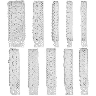 White Cotton Lace Ribbon Trim, Venice Crochet Lace Ribbon for Crafts Sewing, 