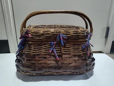 Vintage "Picnic Time" Basket for 4 - Made in USA, Full Set w/ Cutlery & Extras