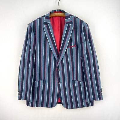 Brook Taverner Boating Blazer Mens 44R Blue Stripe Wool Regatta Henley Jacket
