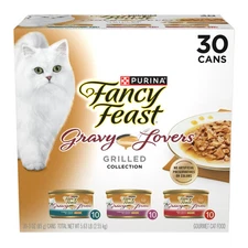 Purina Fancy Feast Gravy Lovers Kitten Food Wet Cat Food Poultry Beef 3oz 30Pack