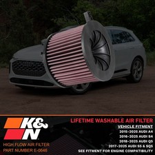 K&N High Flow Lifetime Air Filter for Audi A4...