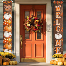 Fall Pumpkin Porch Banner Autumn Thanksgiving Door Decorations