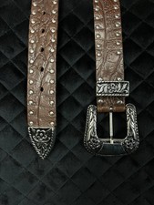 Western belt genuine leather vintage studded