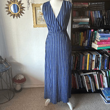 Mango size 2 Blue Striped Maxi Dress