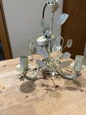 Vintage style 3 arm chandelier - cream with aged gilt paint effect