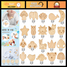 20 Pack Wood Pacifier Clips - DIY Toy Suspender Holders for Baby Teething Access