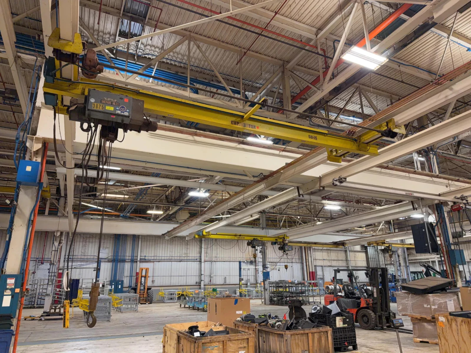 *MAKE OFFER* 3 Ton Orley Meyer Underhung Crane, 260" L Bridge