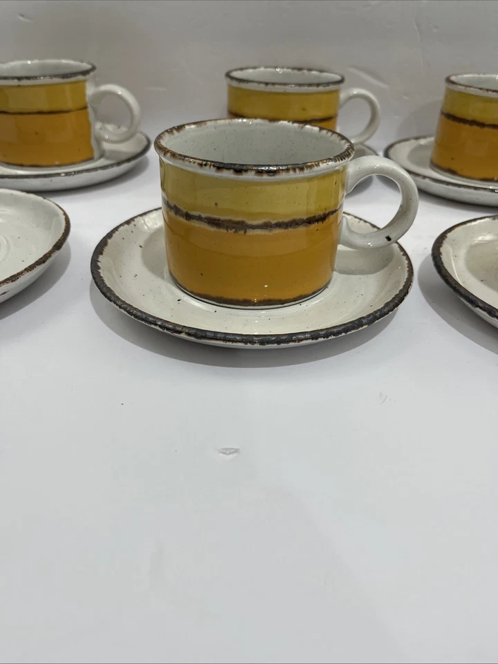 VTG Stonehenge Midwinter Sun Set Of 5 Tea, Coffee Cups, 6 Saucers Orange/Yellow - Image 2 of 4