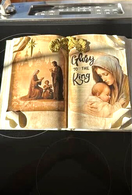 3D Christmas Nativity Scene Display Book Upcycled Antiqued Holiday Table Decor