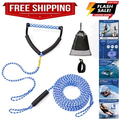 75FT Ski Ropes for Water Skiing, Floating Wakeboard Rope and Handle, Ski Tow ...
