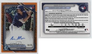 2024 Bowman Chrome Prospect Orange Shimmer Refractor /25 Sam Shaw #CPA-SS Auto