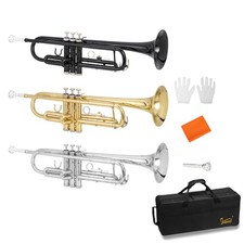 Glarry Bb Standard Trumpet With Hard Case 7* Mouthpiece Cleaning Kit