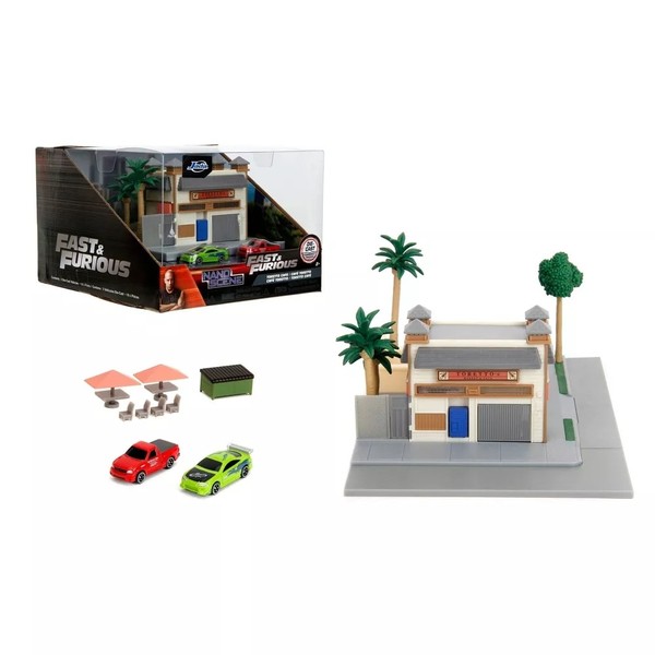 JUEGO JADA FAST & FURIOUS NANOSCENE TORETTO’S MARKET & CAFÉ Y 2 COCHES FUNDIDOS A PRESIÓN