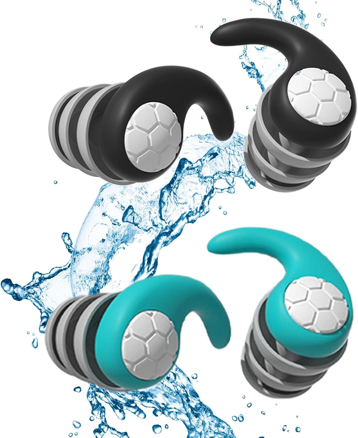 2 Pairs Waterproof Swimming Sleep Noise Reduction Ear Plugs for Adults Reusable