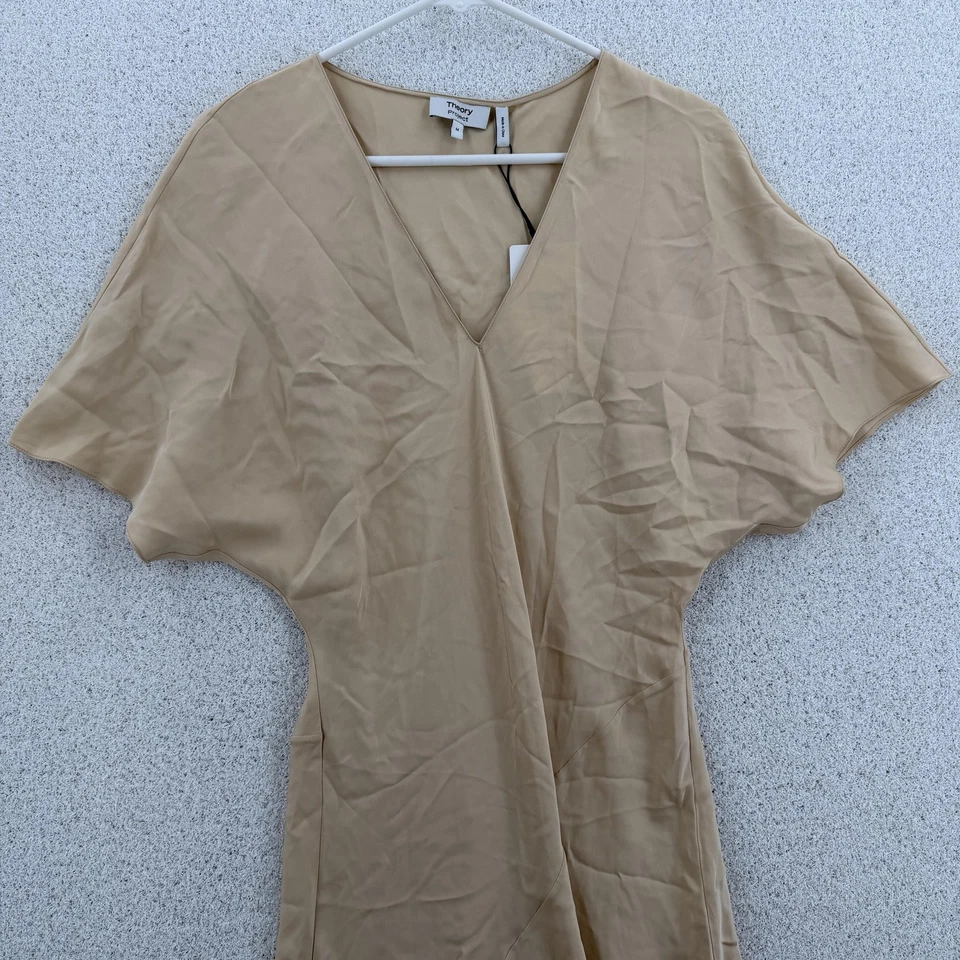 Vestido Theory Project Mujer Mediano Champagne Moderno Ggt Seda Cuello en V Maxi WD203 Foto 3 de 4