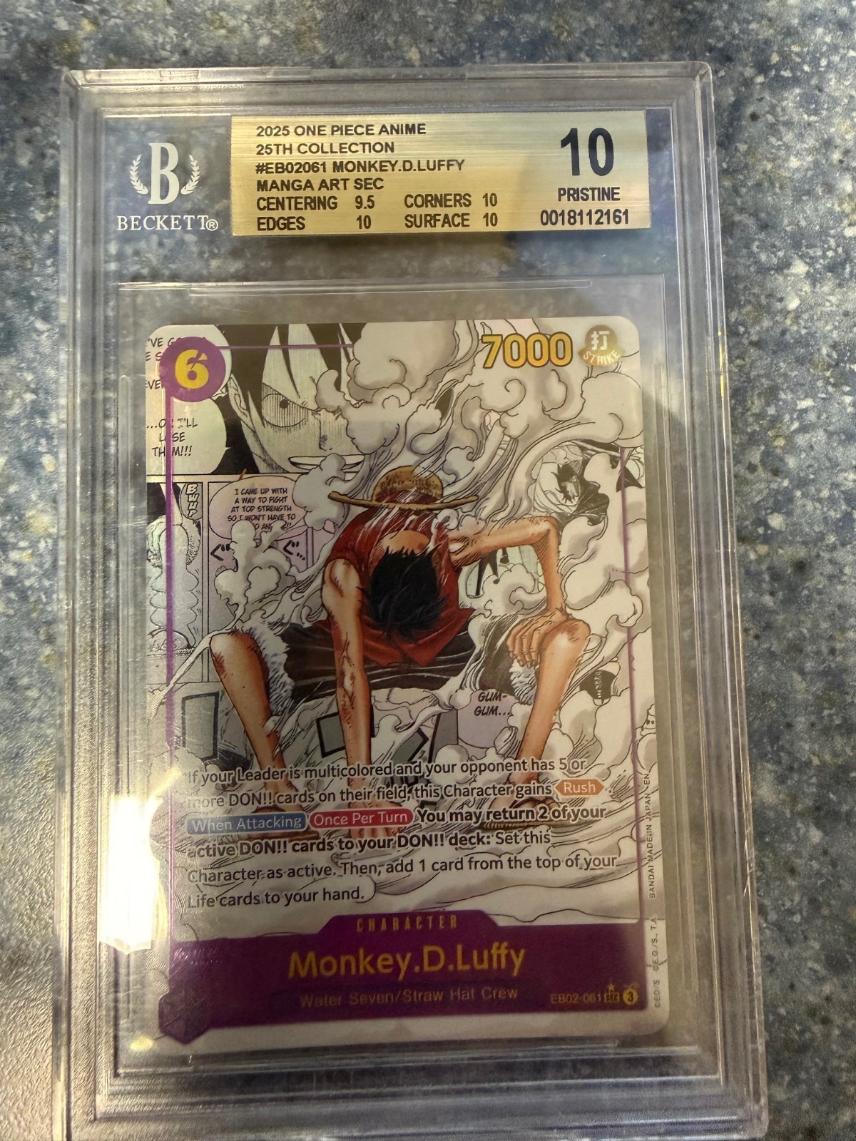 MANGA ALT ART GEAR 2 MONKEY D. LUFFY One Piece 2025 EB02 Anime 25th #061 BGS 10