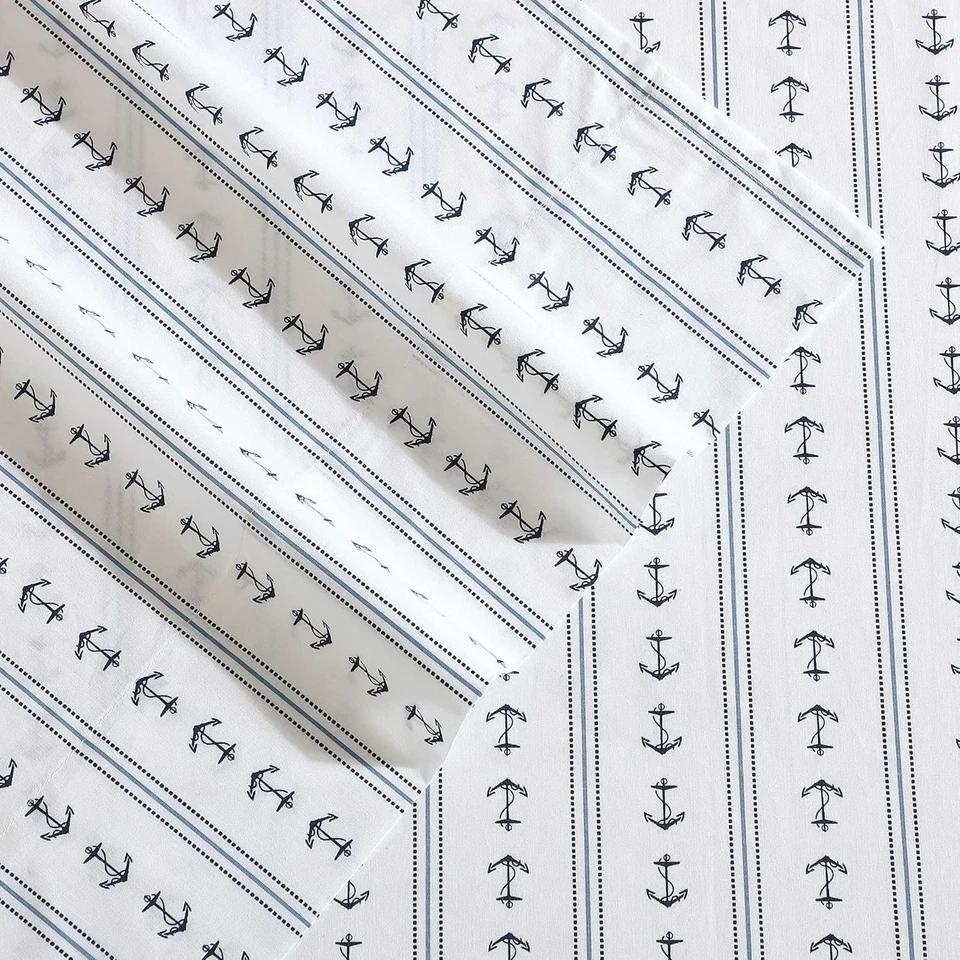 Nautica - 床单,棉 Percale 床上用品套装带配套枕套,脆 — 第 3/4 张图片