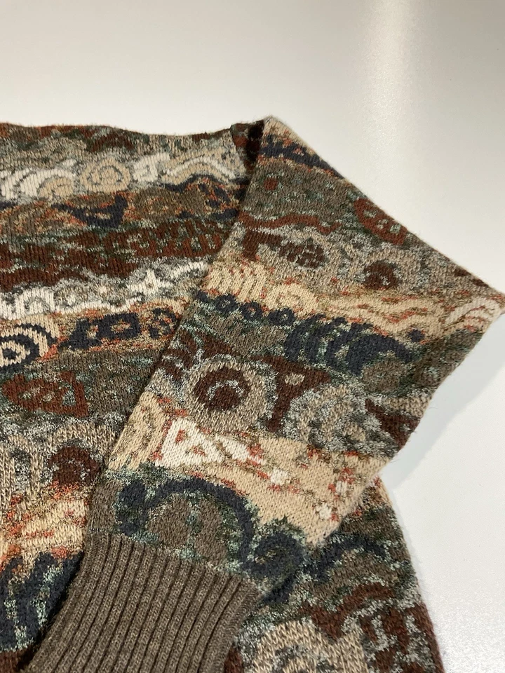 Vintage Supermaglia Knit Sweater Sz L Abstract Made In Italy Grandpa Dad 80s - Image 2 of 4