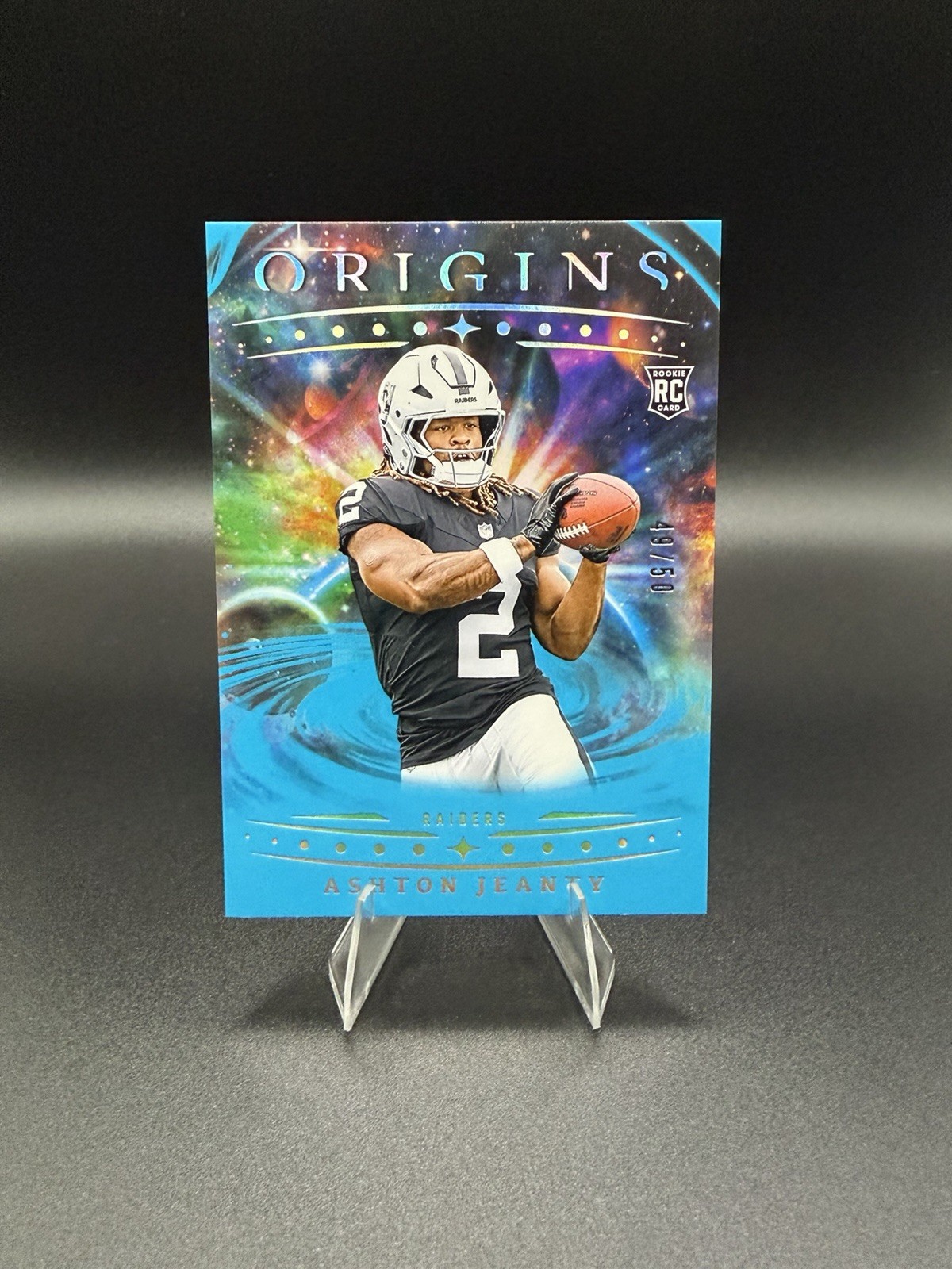 2025 Panini Origins Ashton Jeanty Turquoise /50 Rookie Raiders #139