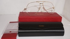 CARTIER New Eyeglasses Aviator Gold Shiny Transparent CT0116O 003 60 14 140