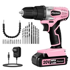 AVID POWER 20V MAX Lithium lon Cordless Drill Set, Power Kit 2-pink
