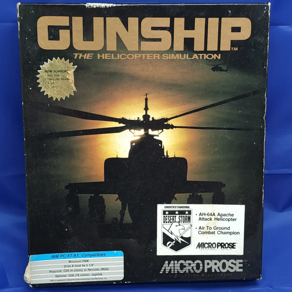 Gunship PC Big Box Game 1986 MicroProse AH-64 Apache Helicopter Sim 5.25" 🛩️⚔️ - Image 2 of 4