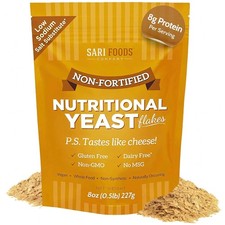 Pure Natural Non-fortified Nutritional Yeast Flakes 8 oz. Whole Food Based