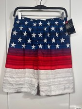 NWT Under Armour Boy's YXL American Flag Patriotic Swim Trunks 4th of July